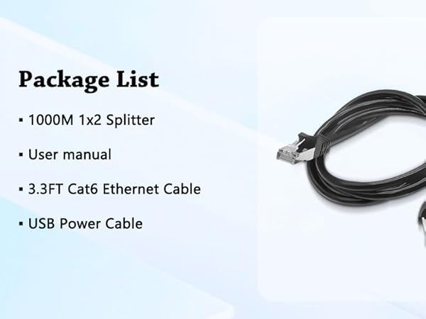 Gigabit Ethernet Splitter 1 to 2