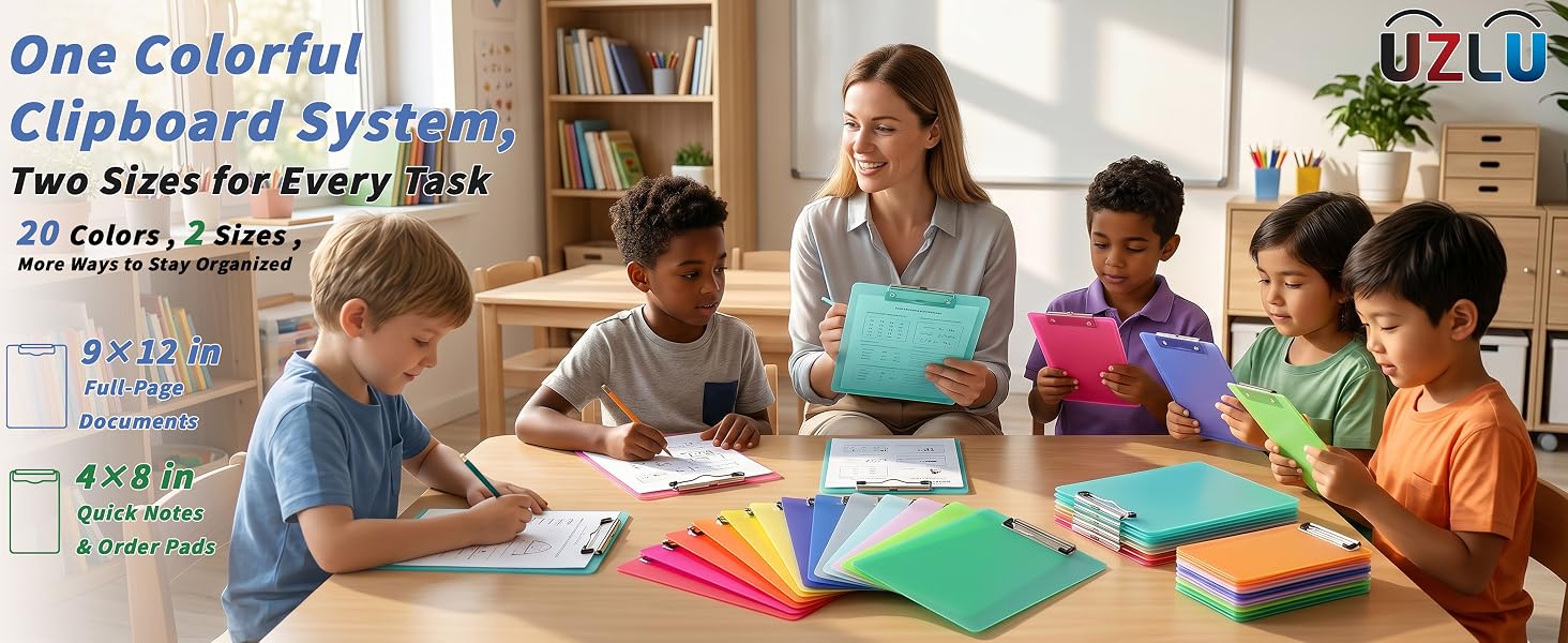 One Colorful Clipboard System, Two Sizes for Every Task