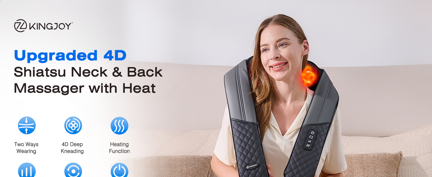 neck and shoulder massager with heat shiatsu neck and back massager shoulder massager