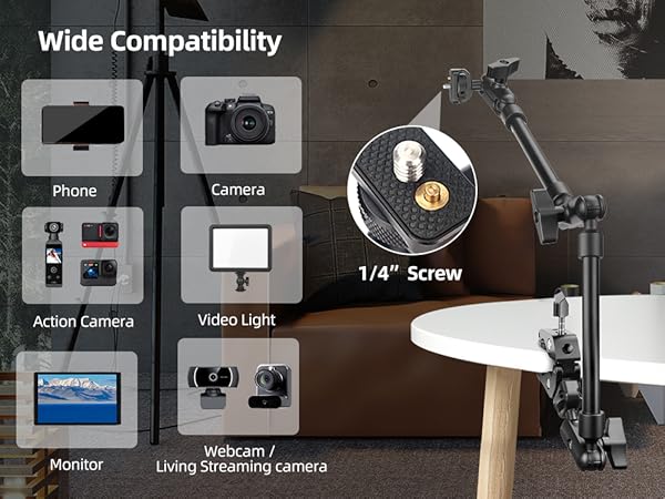 small rig magic arms, tripod arm, articulating arm camera mount