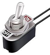 TWTADE Mini Toggle Rocker Switch 2 Pin ON/Off Latching AC 6A/125V 3A/250V SPST Heavy Duty with 5'...