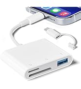 SD Card Reader for iPhone iPad Camera with USB C, Dual Card Slot Memory Card Reader Supports SD/T...