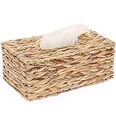 Sumnacon Rectangular Woven Tissue Box Cover - Natural Water Hyacinth Wicker Tissue Box Holder, De...