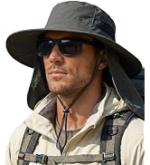 OLIKER Sun Hats for Men UPF 50+ Wide Brim Bucket Hat with Neck Flap for Fishing &amp; Hiking Mens Sun...