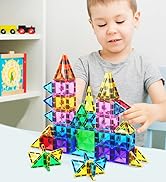 PicassoTiles 100pc Magnetic Tile Mini Diamond Set Travel Size STEM Educational Building Kit for T...