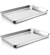 P&amp;P CHEF Baking Cookie Sheet Set of 2, Stainless Steel Baking Sheets Pan Oven Tray, Rectangle 16”...
