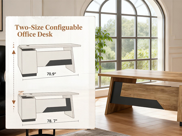 This L-shaped executive desk adapts to your unique space needs
