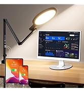 1200LM Desk Lamp with Clamp, Eye Care Desk Lights for Home Office with 2 Charging Ports, Adjustab...