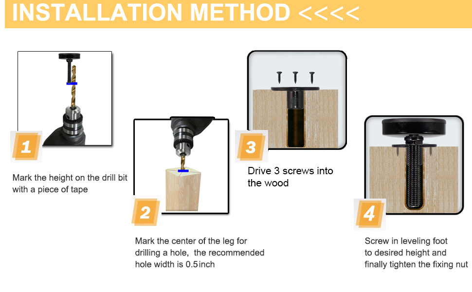 furniture leg drill 0.5‘’ hole