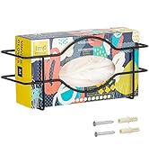 Single Wall Mount Glove Tissue Dispenser, Wire Rack Disposable Gloves Napkin Box Holder, Black Du...