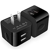 USB Wall Charger,USB Plug,2Pack Flat USB Charger Block Charging Low Profile USB Cube Charger Box ...