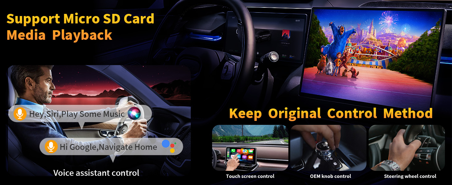 The CarPlay wireless adapter supports original car control methods