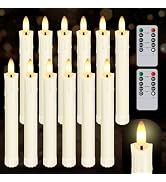 Warmhere 12 Pcs Short Flameless Taper Candles with Remote Timer, 6" Fake Taper Candles Battery Op...