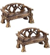 2pcs Brown Fairy Garden Furniture Ornaments Miniature Resin Chair Bench Doll House Decor Home Gar...