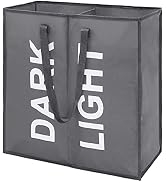 Maxsilan Large Laundry Basket with 2 Compartments, Large Collapisable Laundry Bag, Foldable Laund...