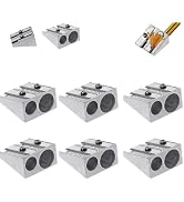 6Pcs Silver Magnesium Pencil Sharpener Survival, 2-Hole Pencil Sharpener Magnesium Alloy Wedge Pr...