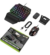 Half Hand Gaming Keyboard and Mouse Combo, 4 in 1 Mobile Game Combo Pack, Mobile Gamepad Controll...