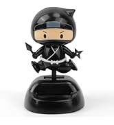 YGMONER Solar Powered Ninja Bobblehead Car Dashboard Ornaments Vibrant Car Decor