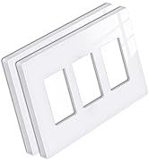 [2 Pack] BESTTEN 3 Gang Screwless Decorative Wall Plate, Mid-Size H4.88" x W6.74", USWP6 Gloss Sn...