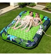 JOSEN Inflatable Tanning Pool Lounger Float with Sprinkler, XXL Large Pool Floats Adult Heavy Dut...