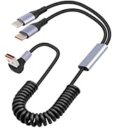 YANBORONSN 90 Degree 2 in 1 Coiled USB A to USB C Fast Multi Charging Cable,2 in 1 USB A Retracta...