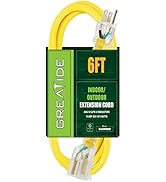 GREATIDE 6 Ft Lighted Outdoor Extension Cord - 12/3 SJTW Heavy Duty Extension Cable with 3 Prong ...