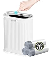 KSSKSS 1.8 Gallons Small Stainless Steel Trash Can with Press Type Lid, Slim Bathroom Garbage Bin...