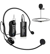 KIMAFUN Wireless Lavalier Microphone System, Wireless 2.4GHz Lapel Mics Handheld Mic 2 in 1 for T...