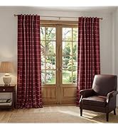NICETOWN 100% Blackout Red Plaid Farmhouse Curtains 84 Inch Long 2 Panels Set for Living Room Che...