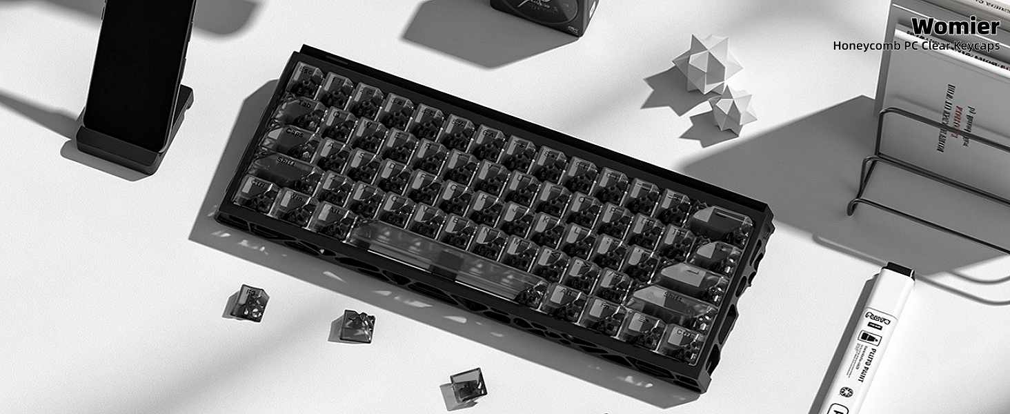 Clear Keycaps, Pink Shine Through Keycaps, Jelly Keycap Transparent keyboard Caps