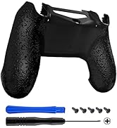 eXtremeRate Textured Black Comfortable Non-Slip Custom Back Housing, 3D Splashing Case Cover, Gam...