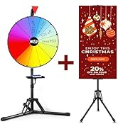 80'' Adjustable Poster Stand + 16” Color Prize Wheel - Sign Stand Tripod, Retractable Poster Boar...