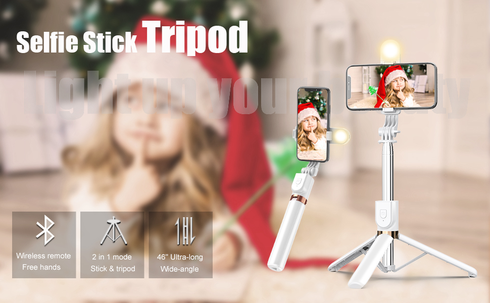 Selfie Stick Tripod with Detachable Wireless Remote