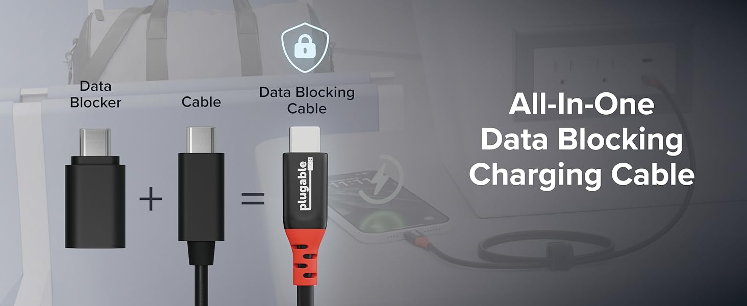 Data blocker plus cable equals data blocking USB C power cable