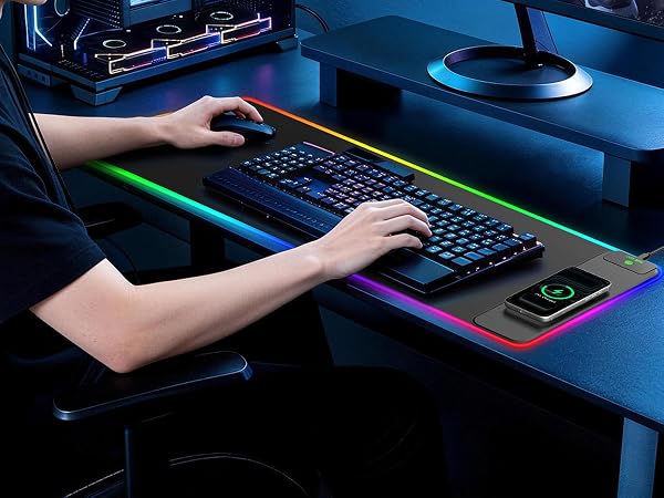 rgb gaming mouse pad with wireless charging