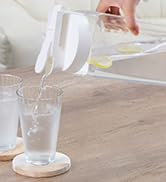 Lustroware SlideServe Slim Airtight Pitcher - 2.1L (70oz), Heat Resistant, BPA-Free SAN Plastic, ...