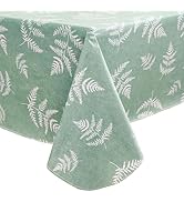 Heavy Duty Vinyl Tablecloth with Flannel Backing Waterproof Oil-Proof PVC Table Cloth Stain-Resis...