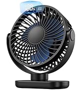 TOPK Desk Fan Battery Rechargable Fan,5000mAh Desktop Table Fan with 4 Speeds Strong Airflow,720°...