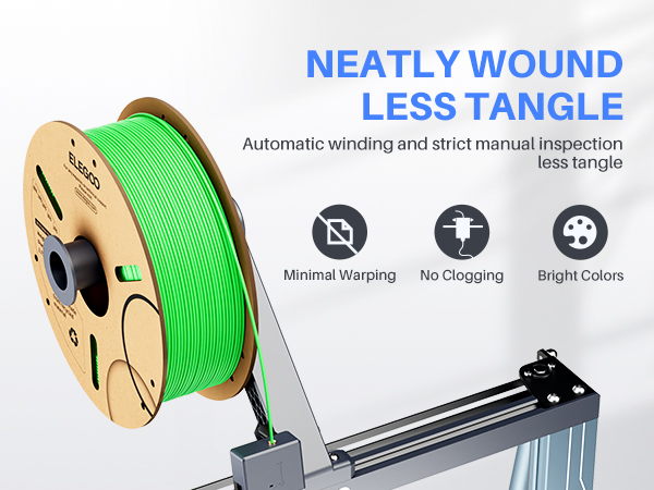 neatly wound spool, less tangle, no clogging