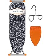 Bartnelli Ironing Board Full Size 33x43, New Patent Technology with Easy Locking System Scorch Re...