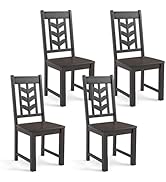Giantex Wooden Dining Chairs Set of 4, Kitchen Chairs w/Rubber Wood Frame &amp; Leaf-Shaped High Back...