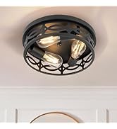 piano7797 13 inch Black Flush Mount Ceiling Light Fixtures,3-Light Modern Hallway Light Fixtures ...