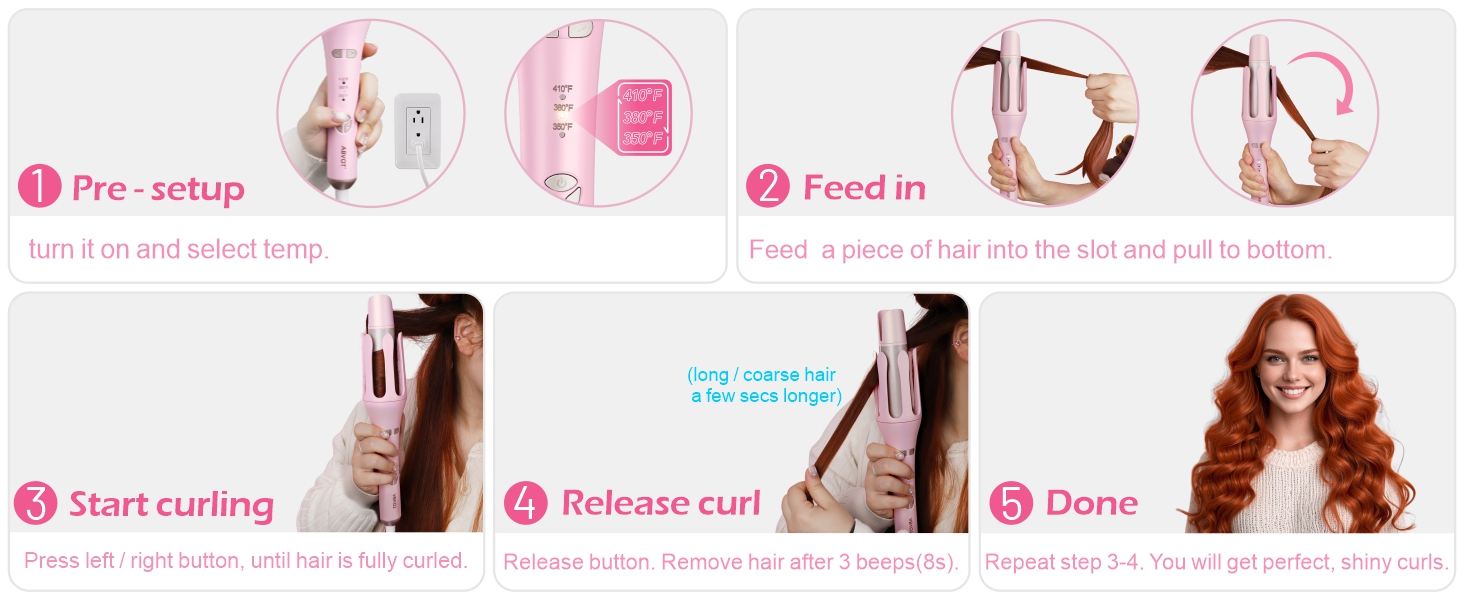 ABVOT Curl Pro Long Barrel Automatic Hair Curler for Long Hair, Anti-Scald, Anti-Tangle