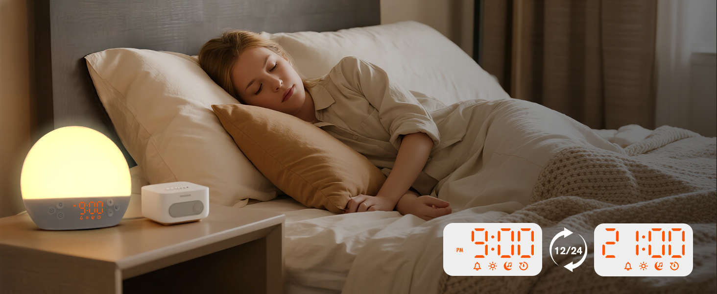 sound machine sunrise alarm clock with light for heavy sleeper loud alarm clock wake up light kids 