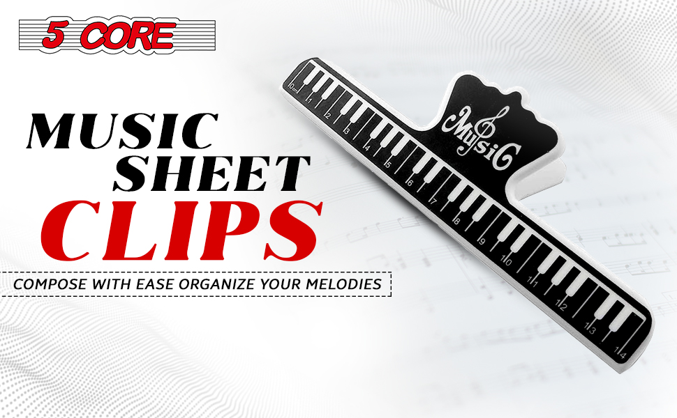Music Page Holder 2 Pieces Black | Durable Plastic Music Score Fixed Clips