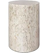 PEMAR Mother of Pearl Cylinder Drum End Table Nacre Side Stool Round Accent Table Coffee Bedside ...