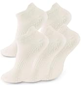kepiibi 5 Pairs Pilates Socks with Grips for Women Non Slip Grip Yoga Crew Socks for Barre Hospit...