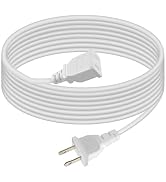 2 Prong Polarized White Extension Cord 15 feet Thin Power Cable Male to Female, 125V 5A 625W for ...