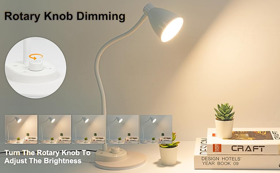 LED Desk Lamp with USB Charging Port Reading Light Task Lamp Flexible Gooseneck Table Lamp