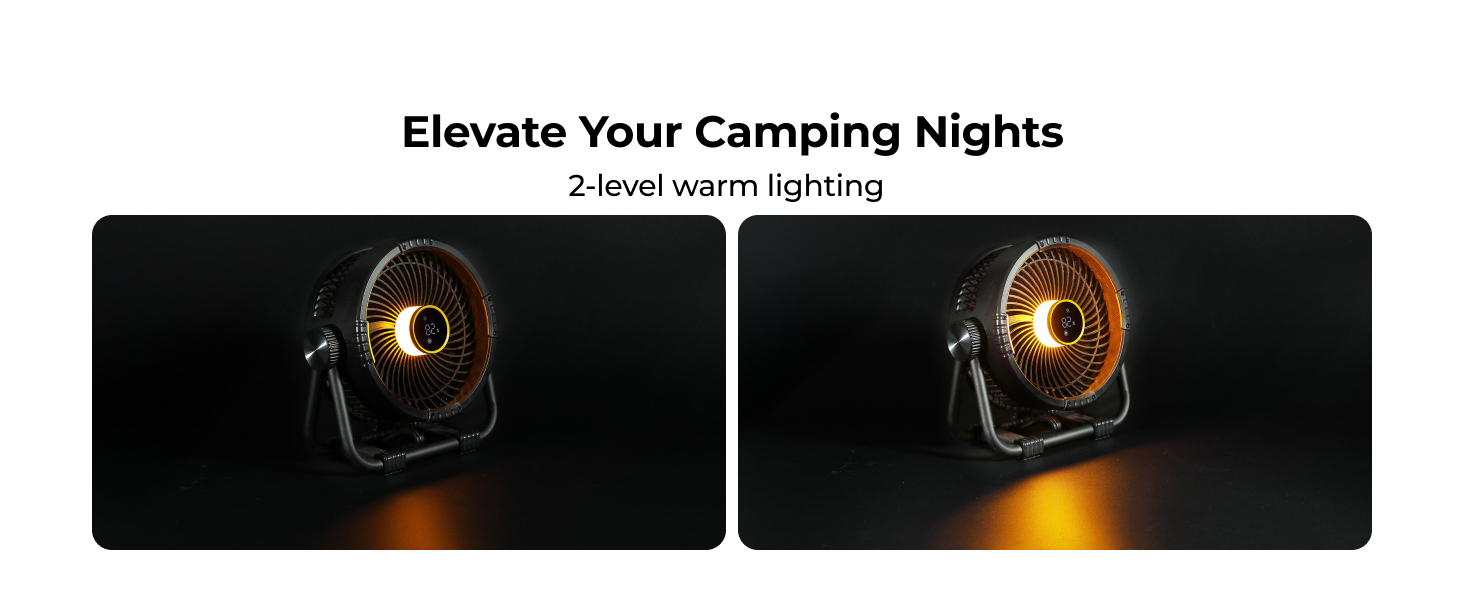 Battery Powered Fan with 2-level Lighting